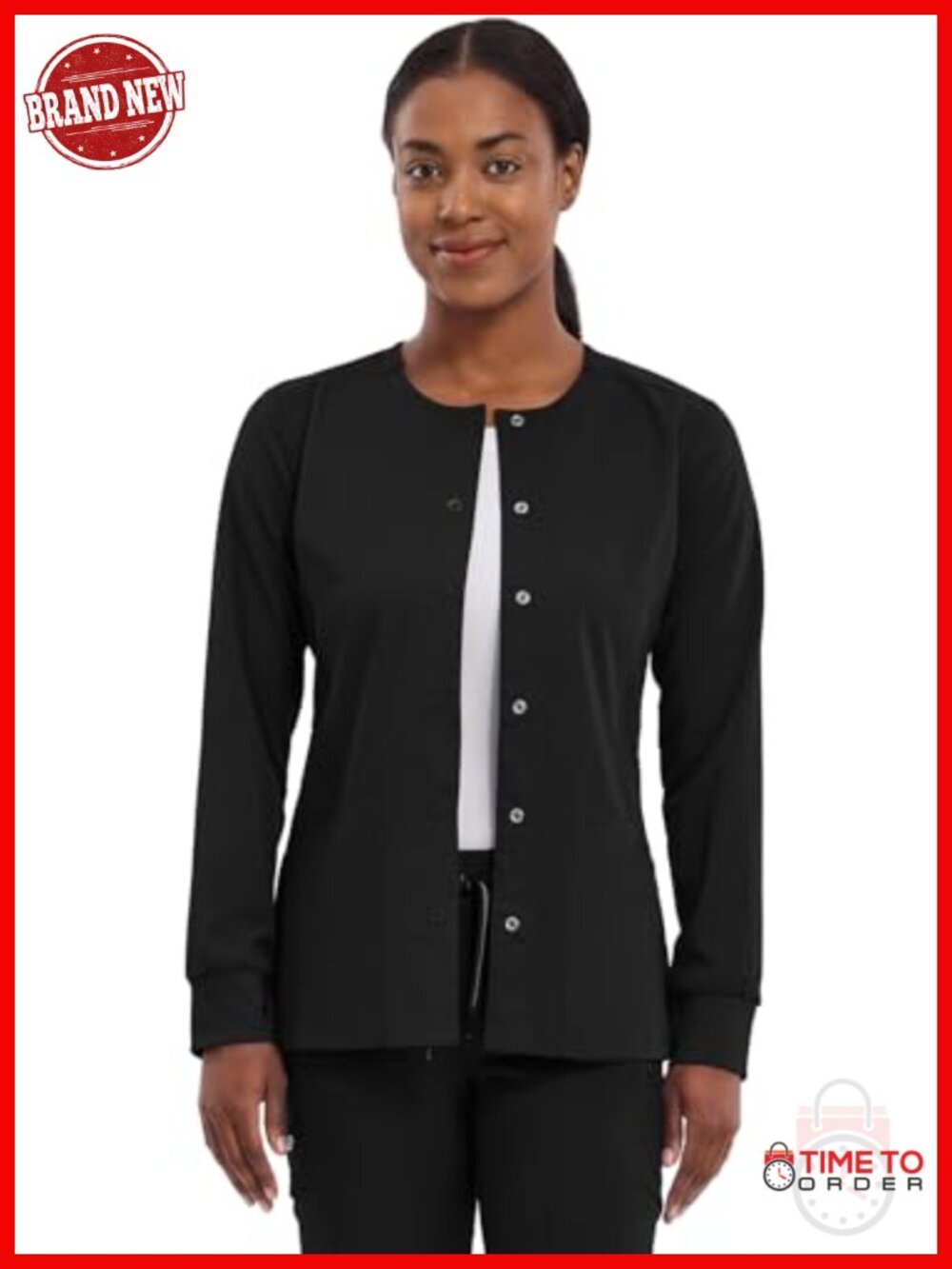 Women's Snap Front Scrub Jacket 2-Way Stretch Uniform Jacket